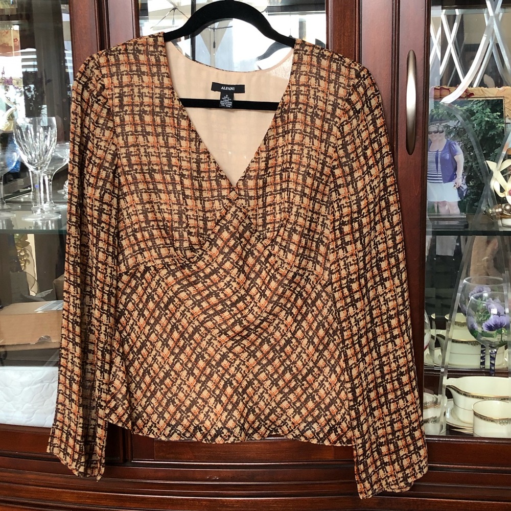 EUC Alfani Silk Empire Waist Silk Blouse
